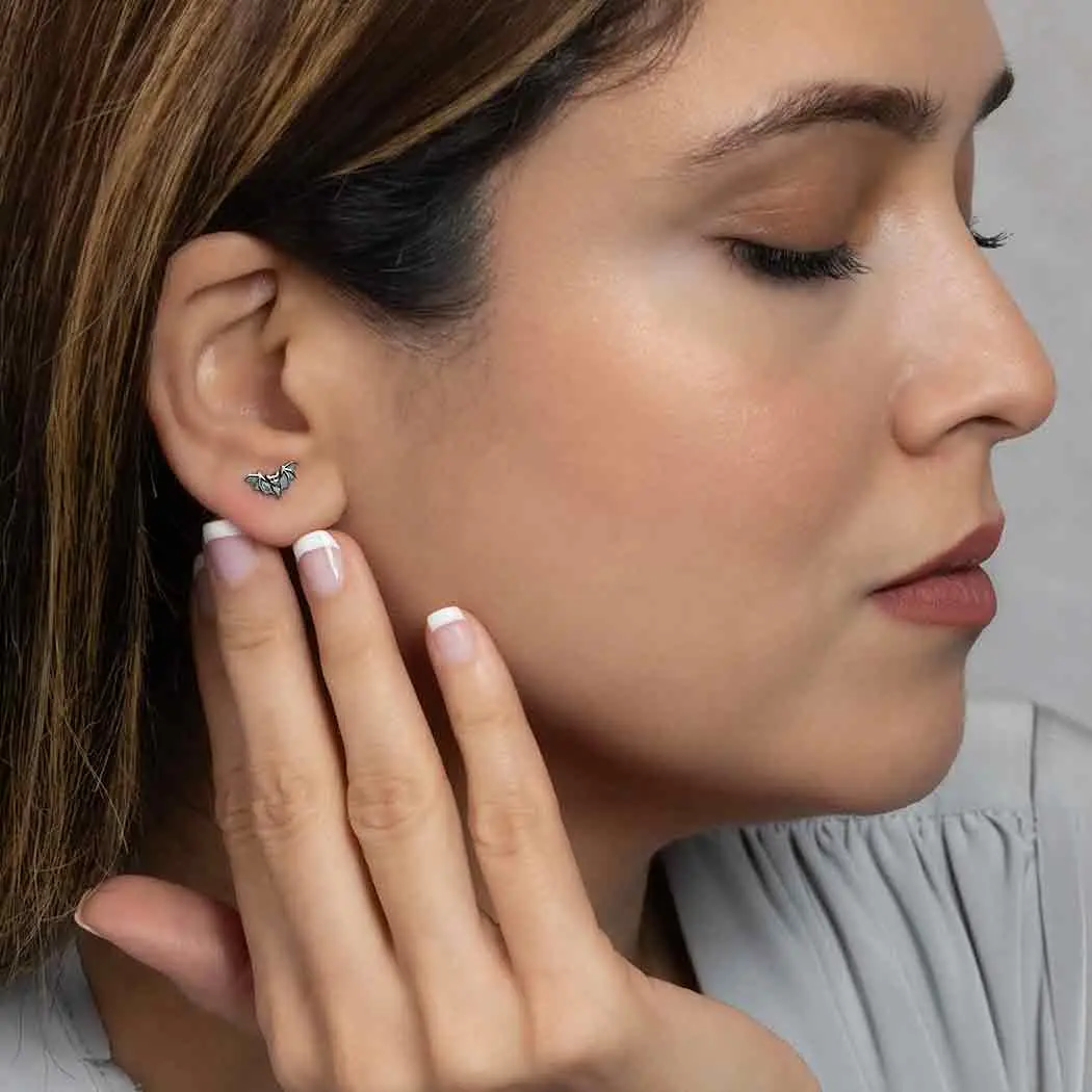 Bat Sterling Silver Earrings