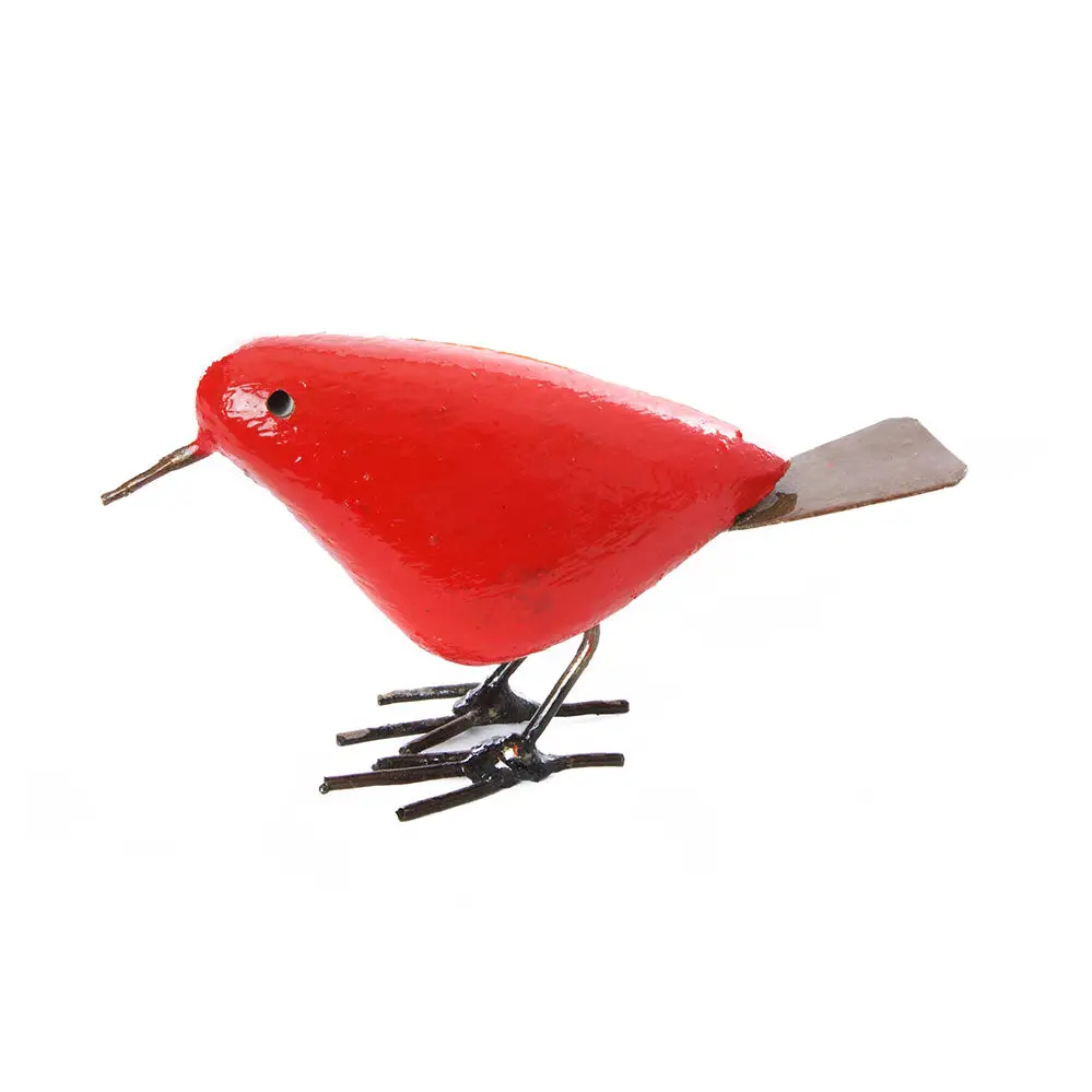 Painted Stone + Metal Bird