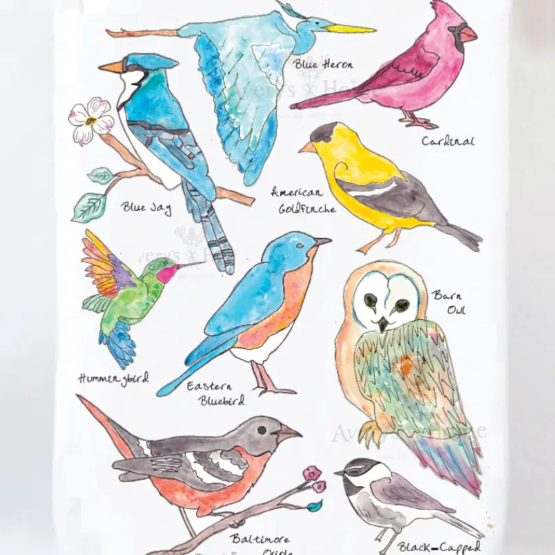 Northern Bird Watching Dish Towel