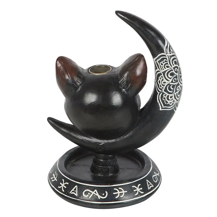 Gothic Black Cat Backflow Incense Burner