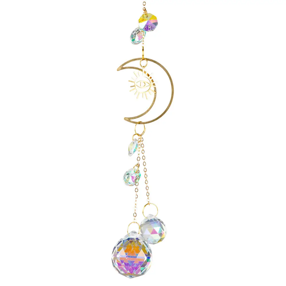 Moon + Evil Eye Crystal Suncatcher