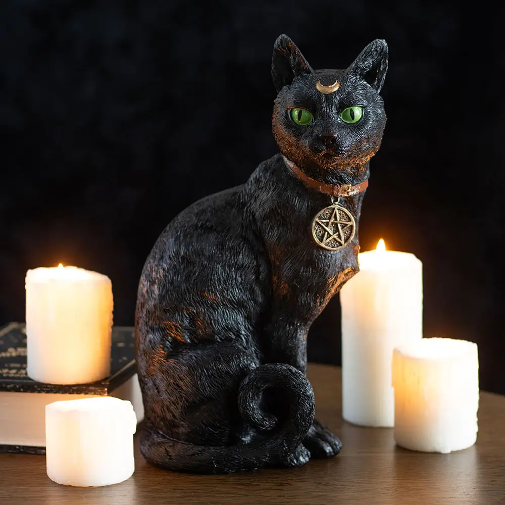 Gothic Sitting Black Cat Figurine