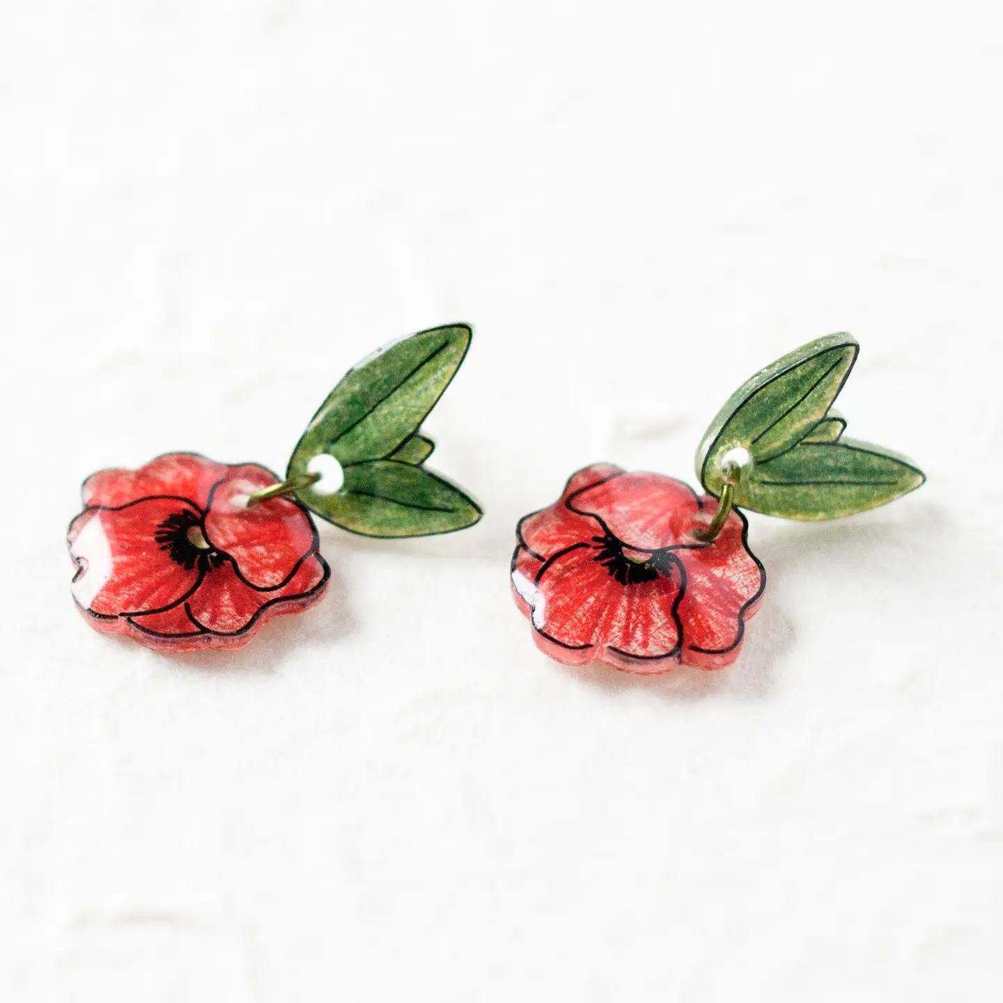 Poppy Flower Drop Earrings