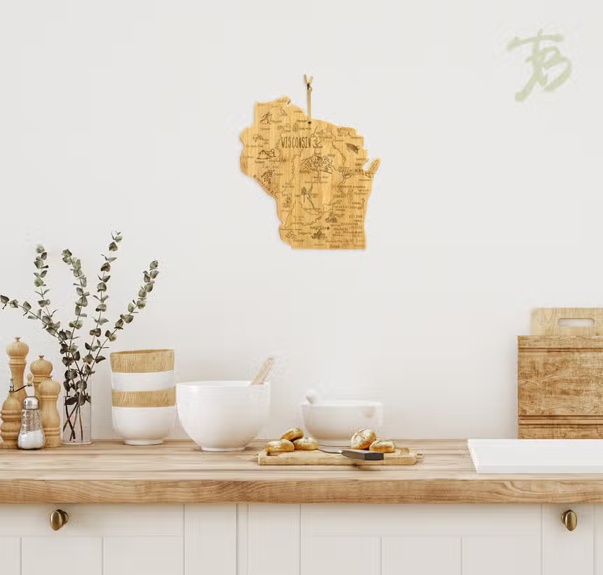Destination Wisconsin Bamboo Cutting Board