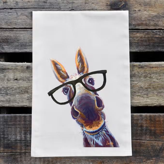 Donkey w/ Glasses Tea Towel