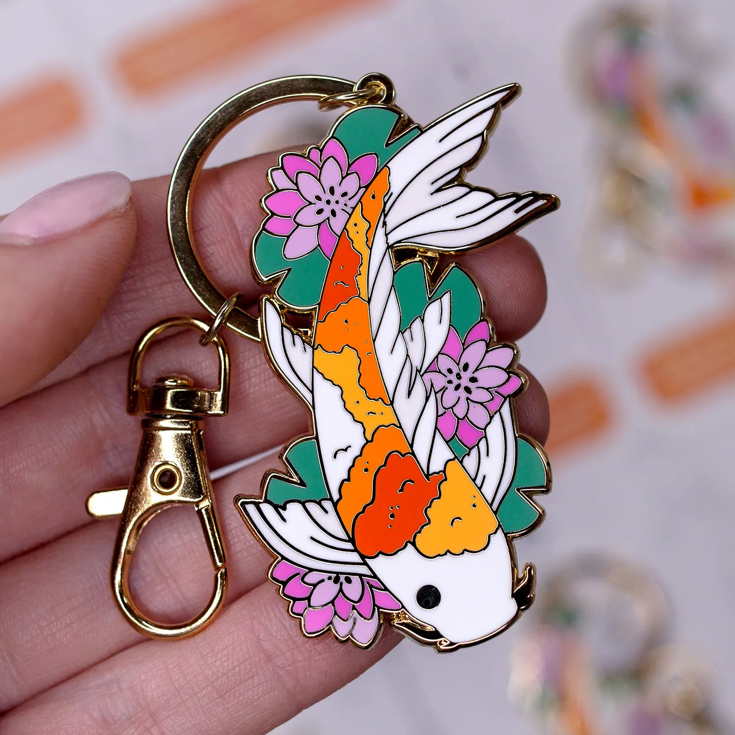 Koi Fish Lily Pad Keychain