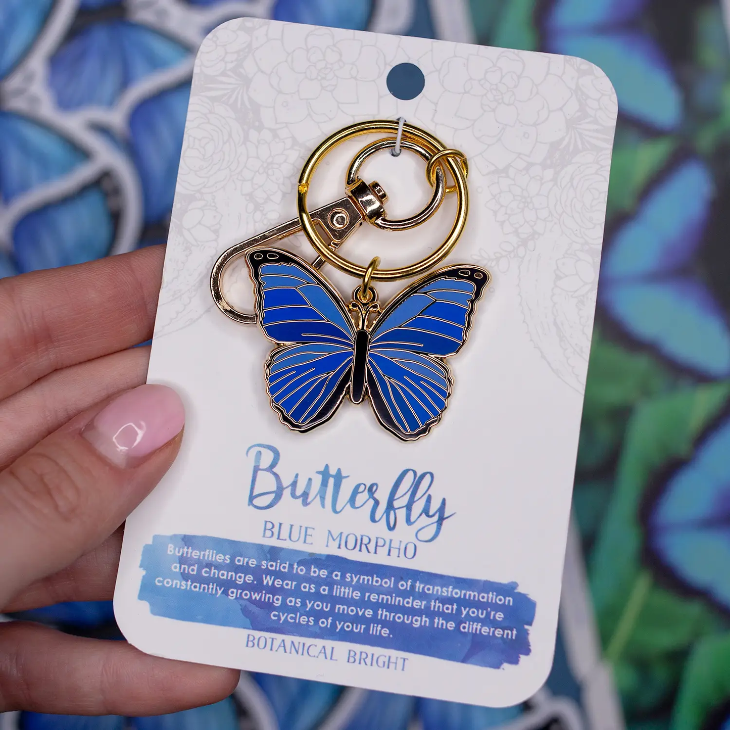 Blue Morpho Butterfly Keychain