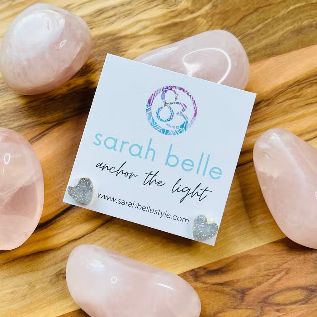 Druzy Heart Stud Earrings