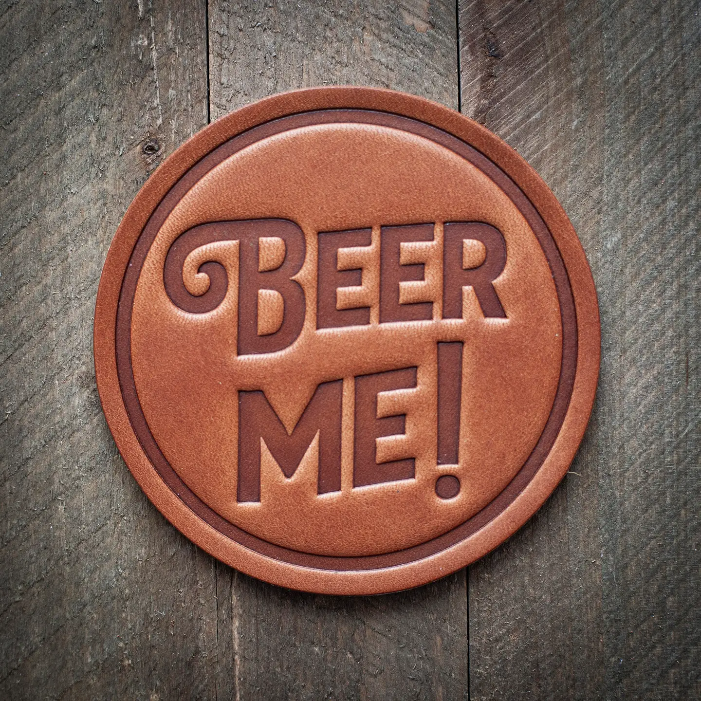 Leather Coaster - Beer Me!