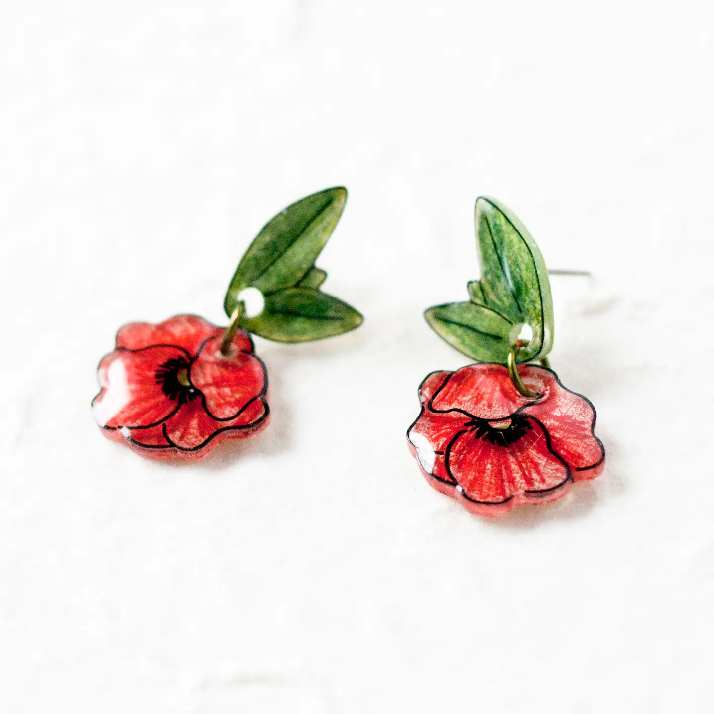 Poppy Flower Drop Earrings