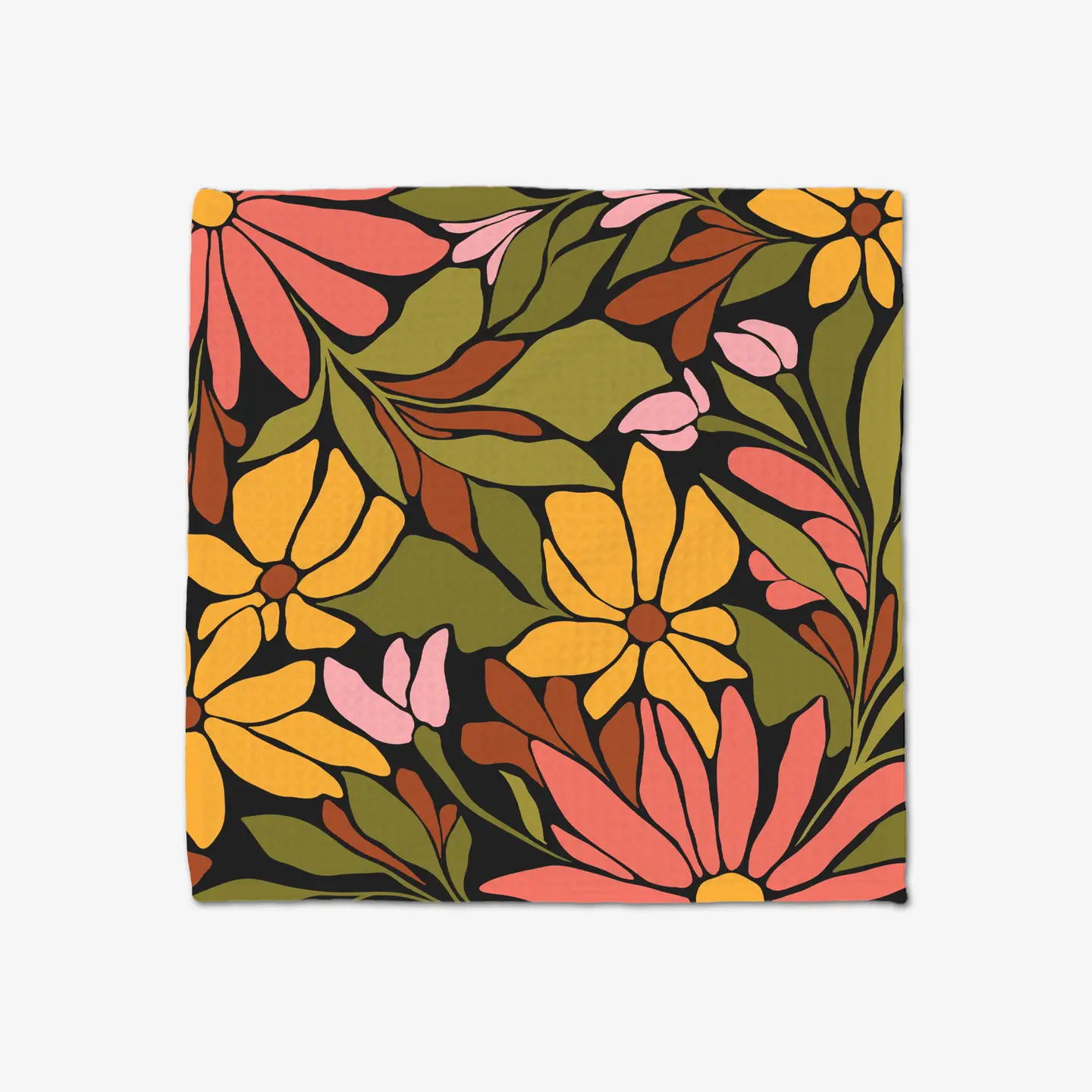 Geometry Luxe Washcloth Set: Blooming Black