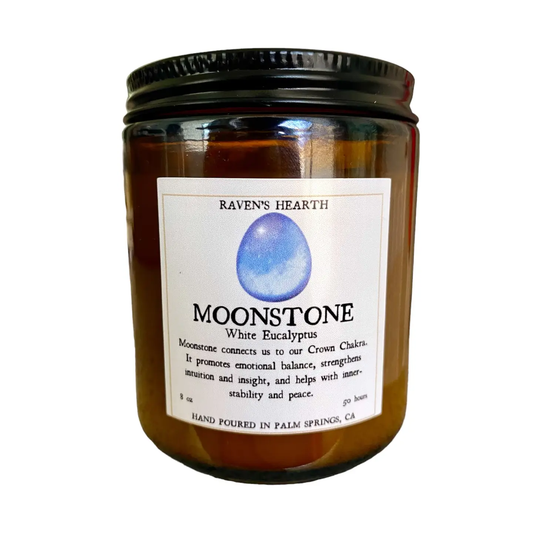Moonstone Crystal Candle White Eucalyptus