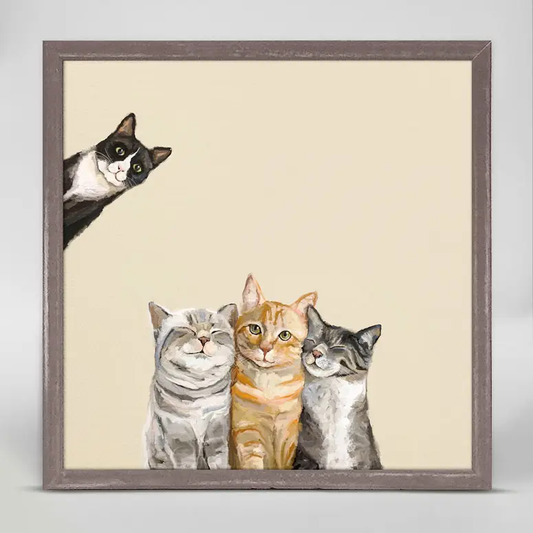 Feline Friends- Three Cats Plus One Mini Canvas