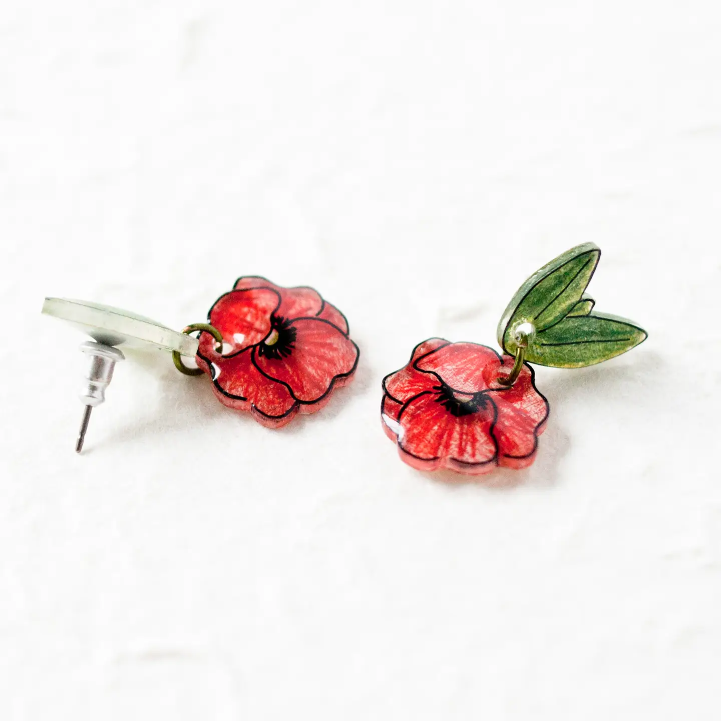 Poppy Flower Drop Earrings