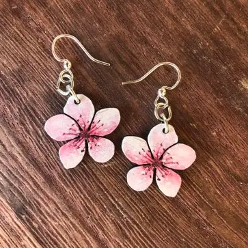 Wooden Earrings Cherry Blossom