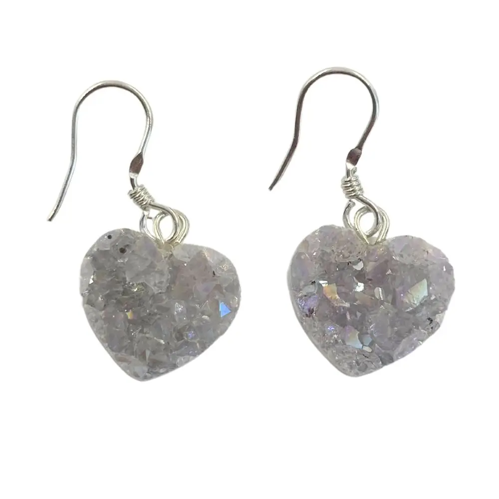 Pearl Druzy Heart Earrings