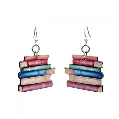 Wooden Earrings - Book Stack