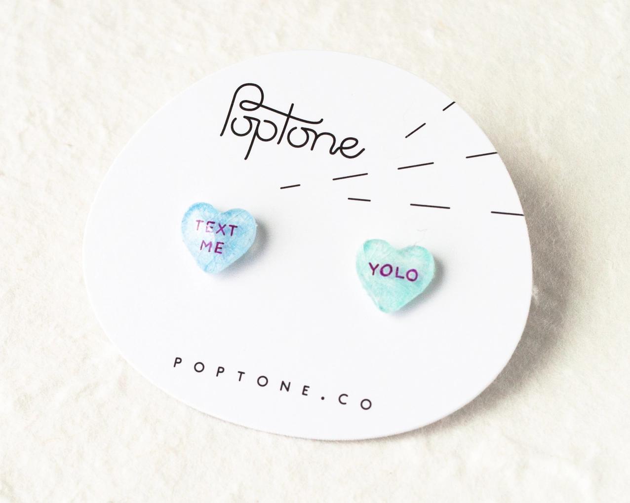 Candy Heart Stud Earrings - Text Me Yolo