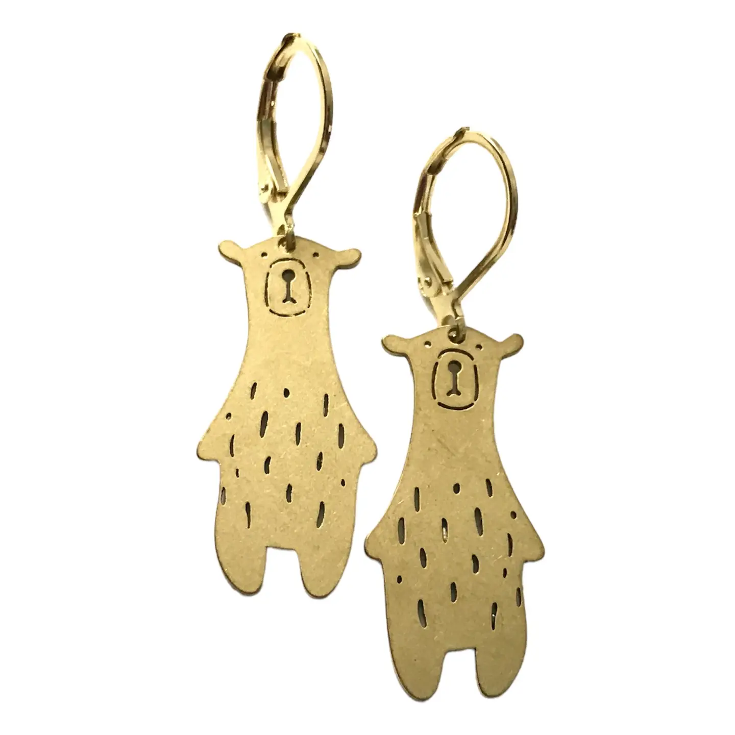 Brass Bear Earrings