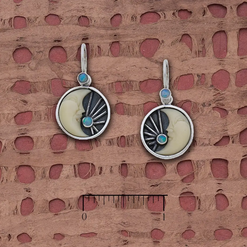 Tagua Half Moon Opal Pair Earrings
