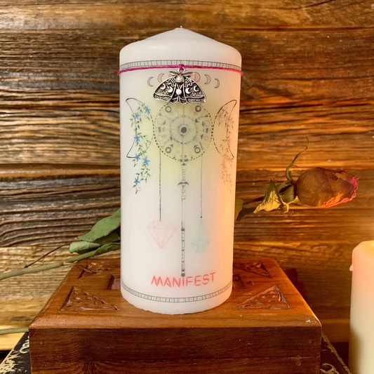 Manifest Pillar Spell Decor Candle