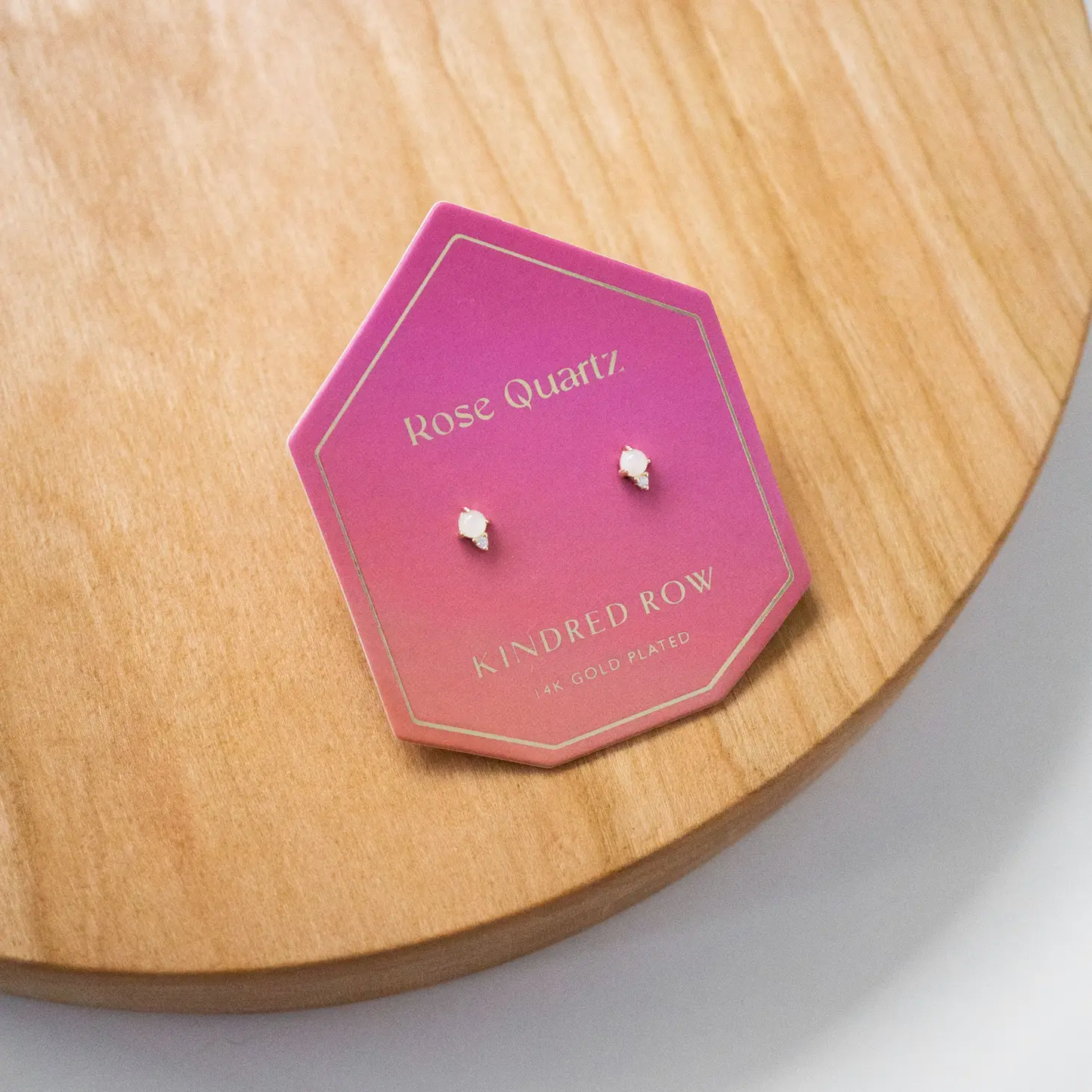 Rose Quartz Gemstone Stud Earrings