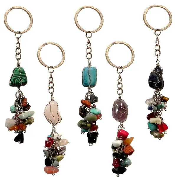 Wire Wrapped Stone Keychain