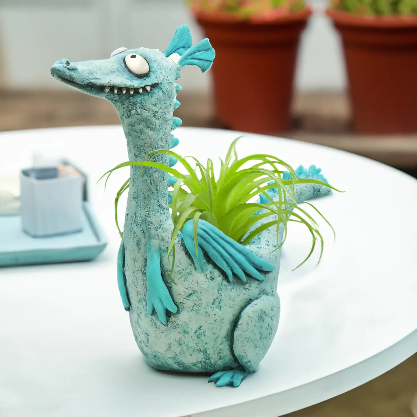 Drake Teal Dragon Planter