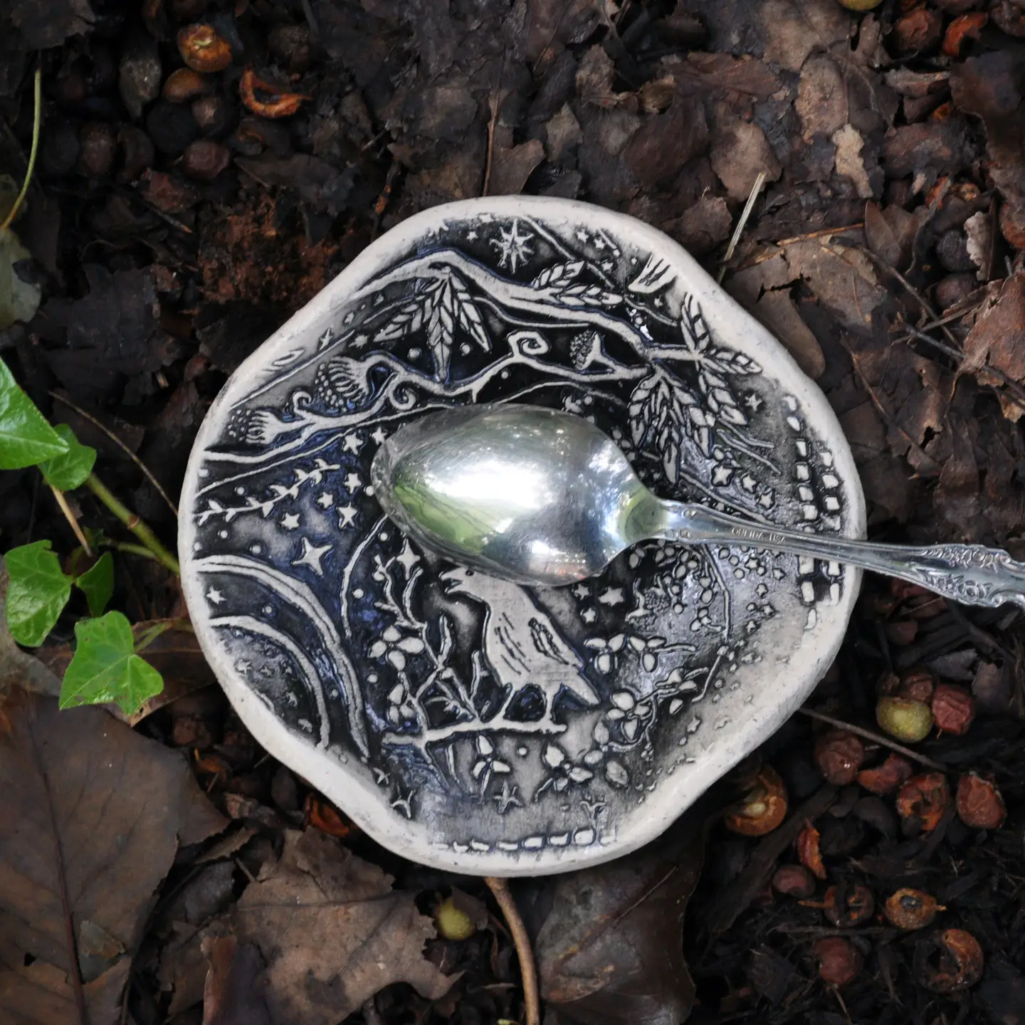 Night Crow Pottery Dish