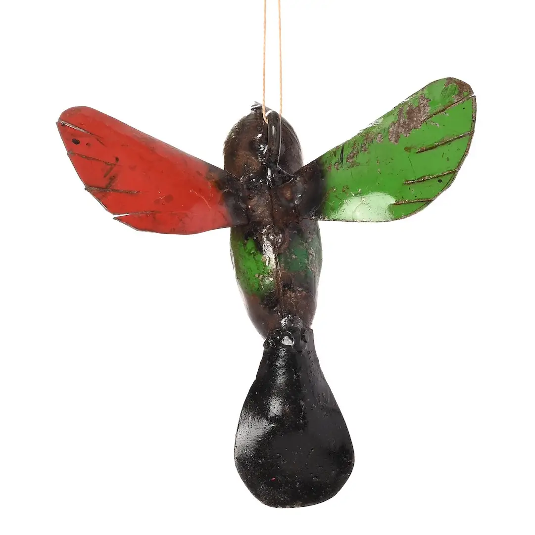 Recycled Metal Hanging Hummingbird