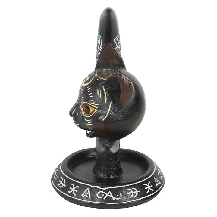 Gothic Black Cat Backflow Incense Burner
