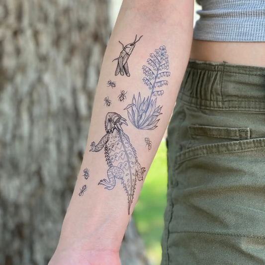 Horned Lizard & Yucca Temporary Tattoo