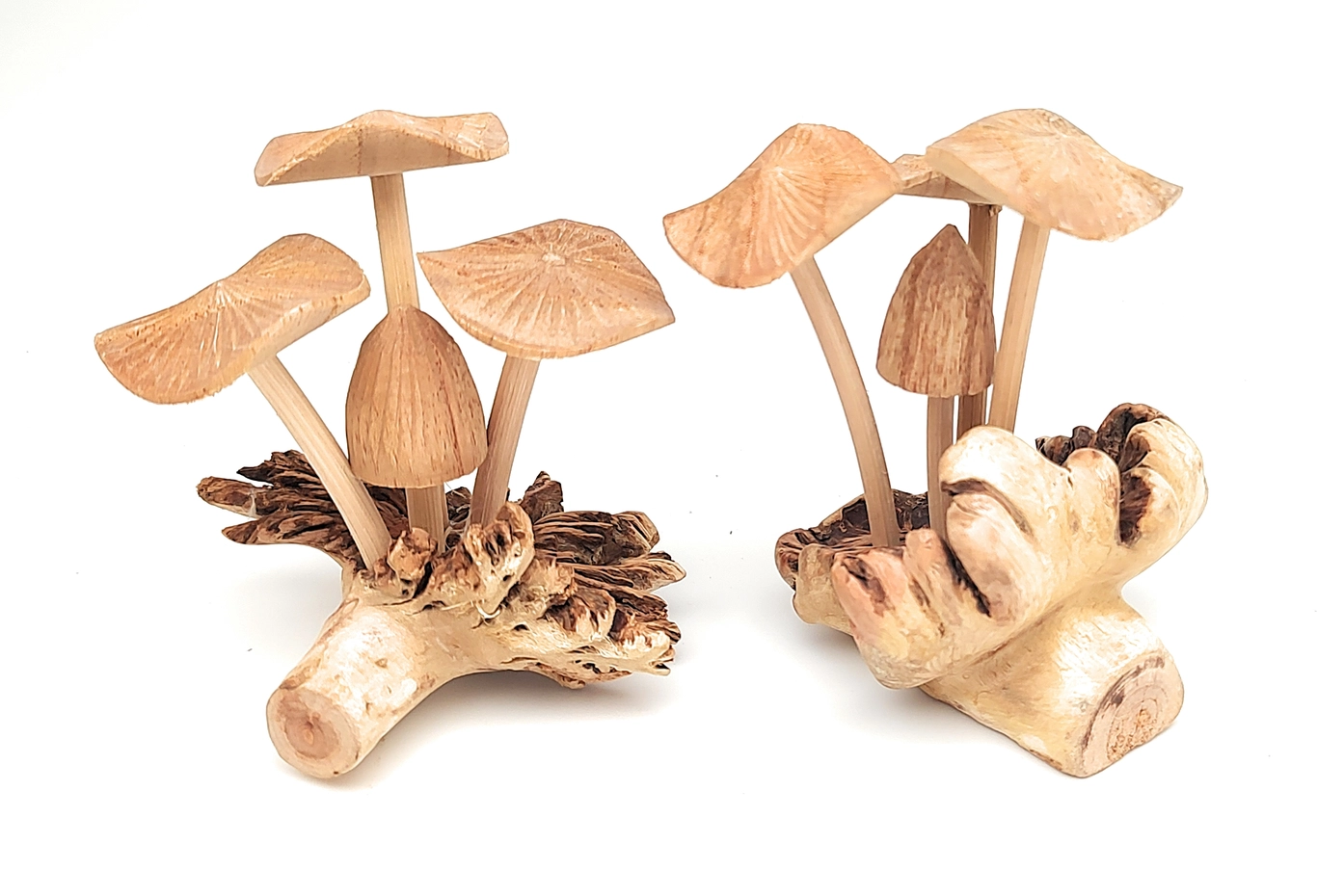 Hand Carved Wooden Mushrooms Extra Small