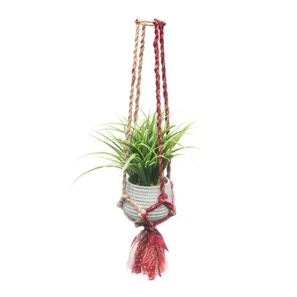 colorful macrame plant hanger Sari Assorted Color Macrame Plant Hanger – Weeds