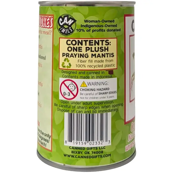 Canned Praying Mantis Stuffed Animal