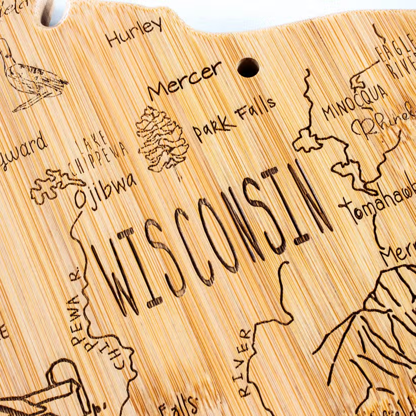 Destination Wisconsin Bamboo Cutting Board