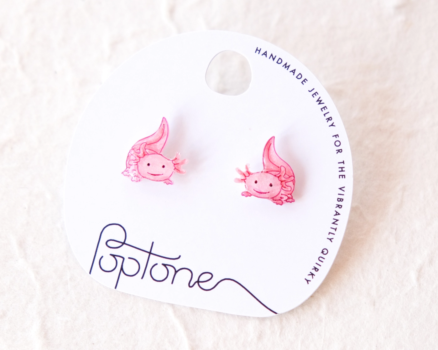 Cute Pink Kawaii Axoloti Stud Earrings