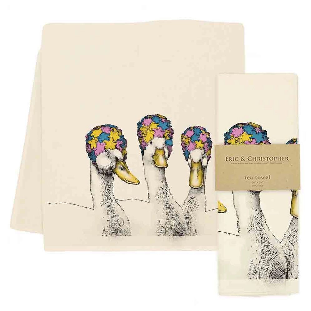 Bathing Ducks Tea Towel