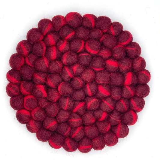 Felted Red Marbled Trivet