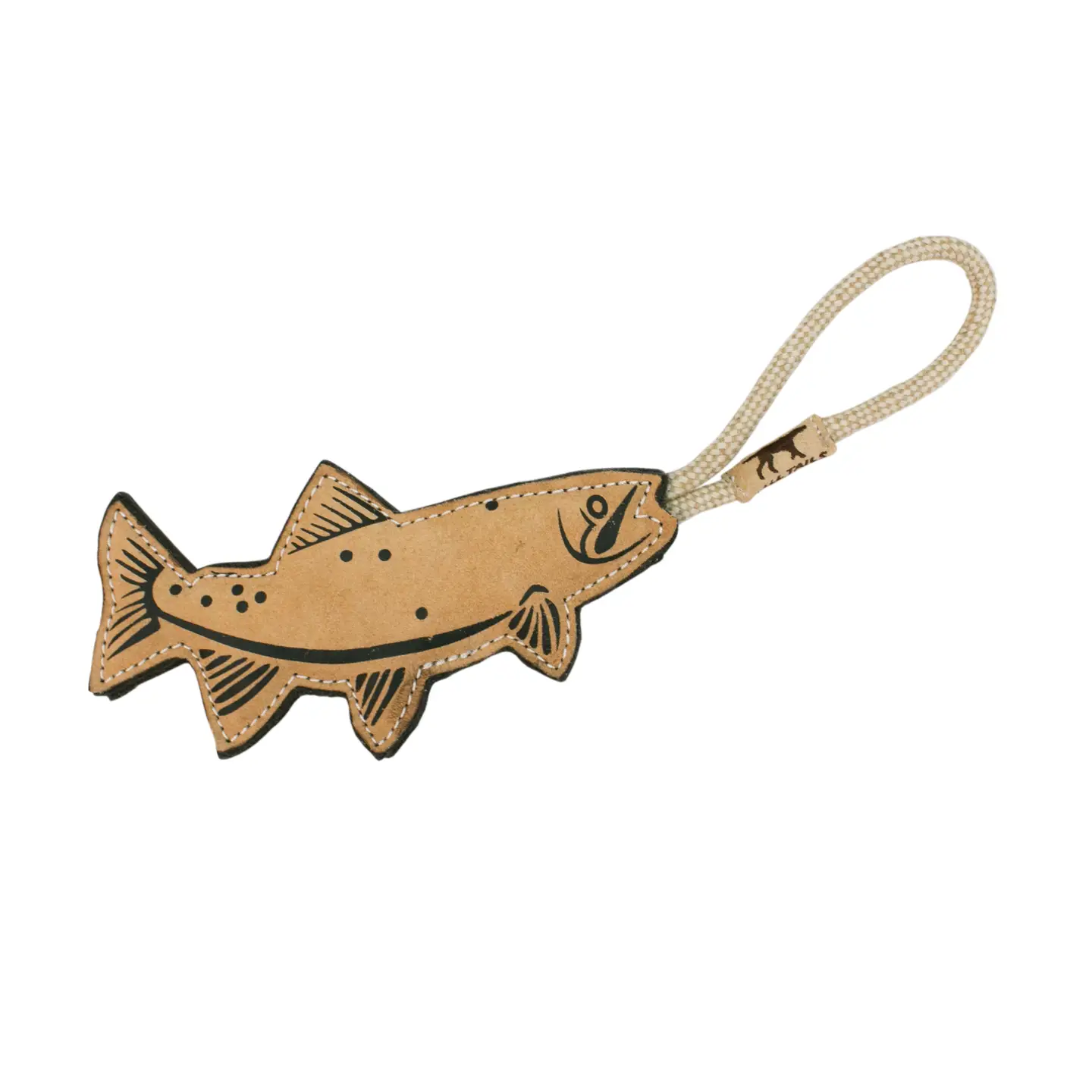 Natural Leather Trout Tug Dog Toy - 16"