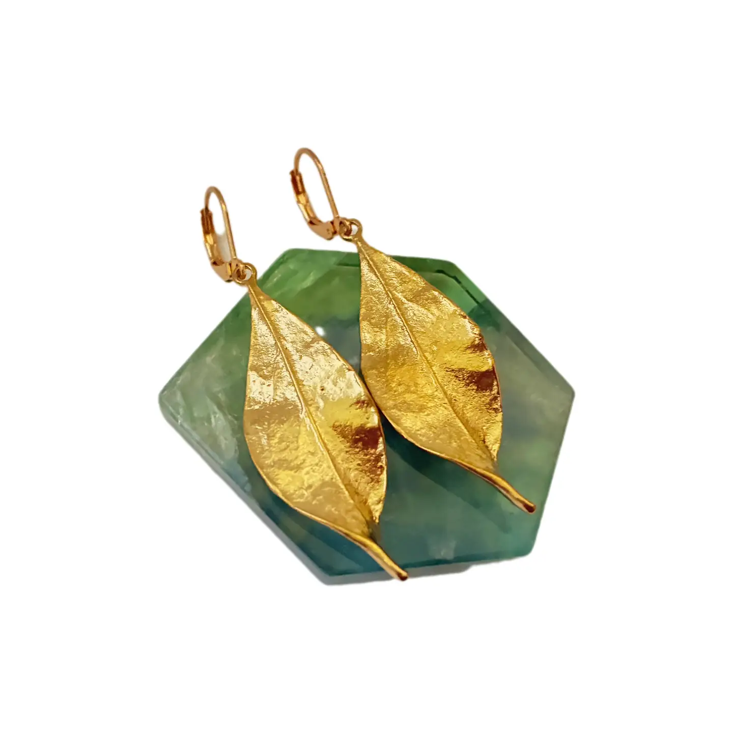 Brass Twisted Leaf Earrings