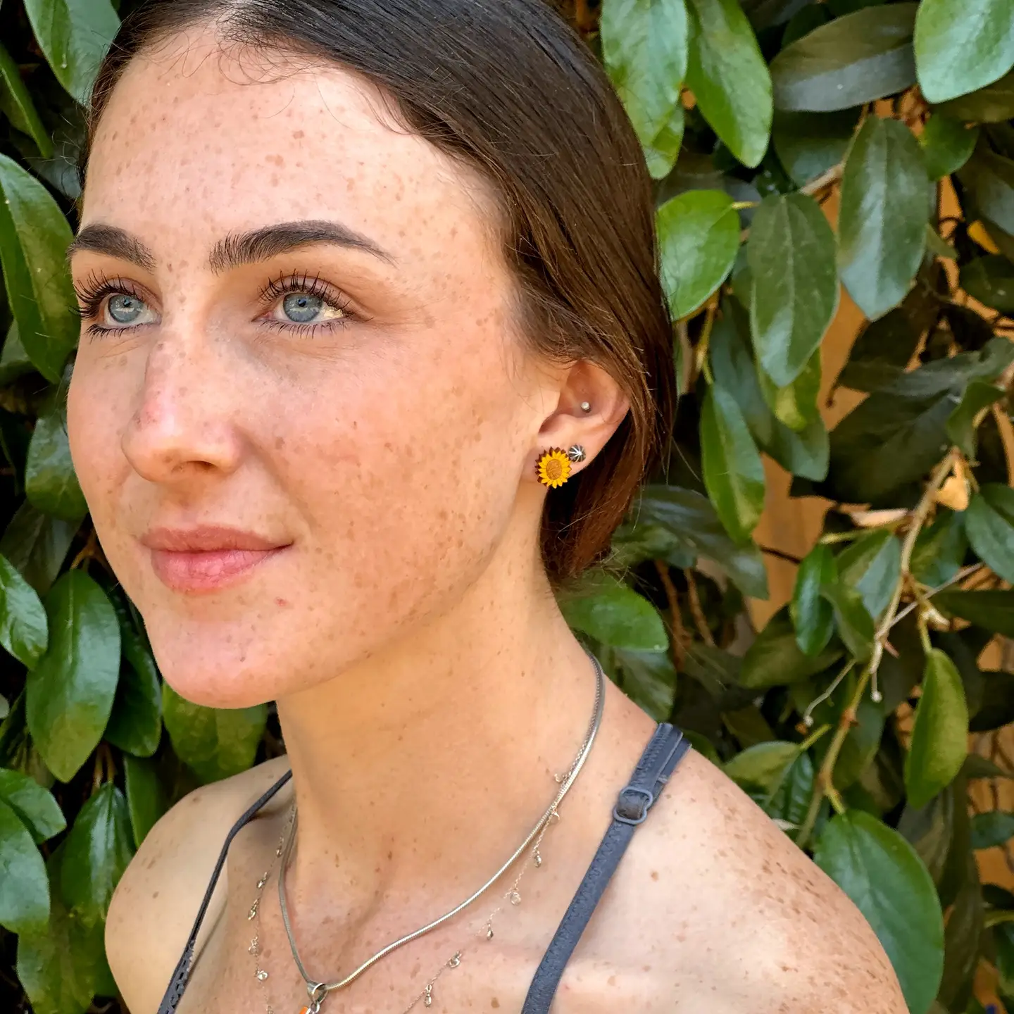 Wooden Earrings Sunflower Studs
