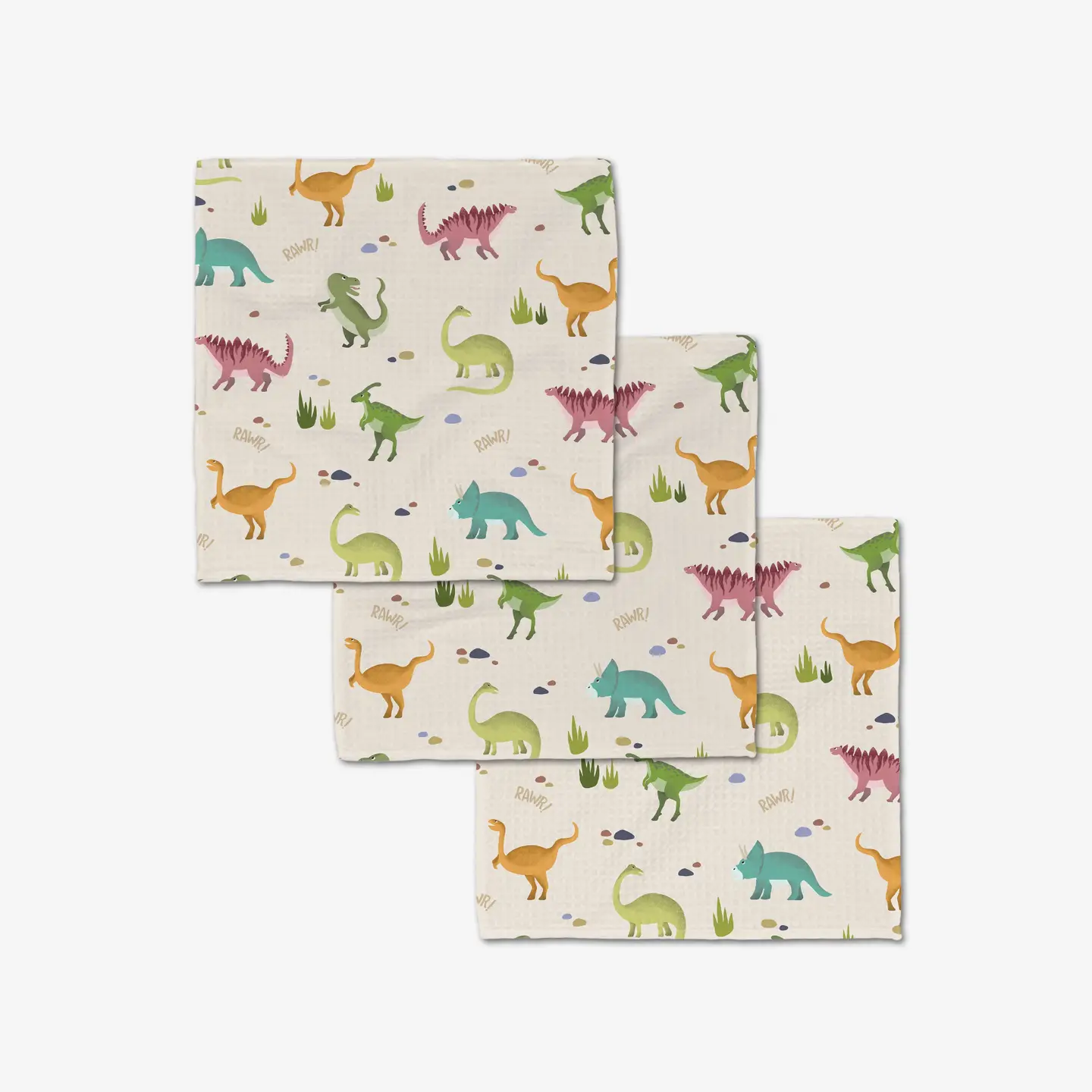 Geometry Luxe Washcloth Set: Dancing Dinos
