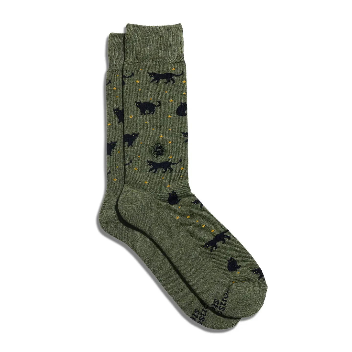 Socks That Save Cats - Green with Black Cats