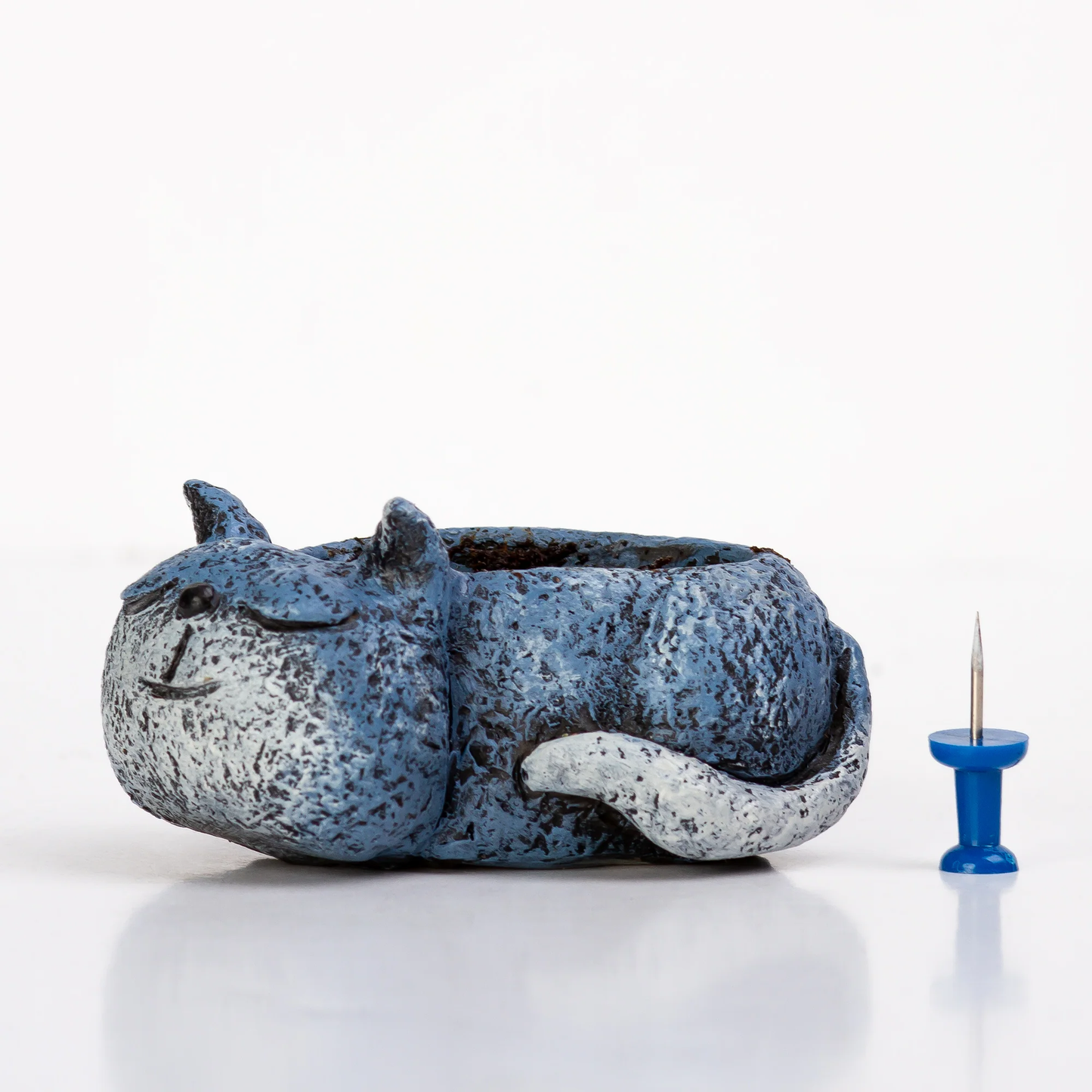 Mini Blue Sleeping Cat Planter