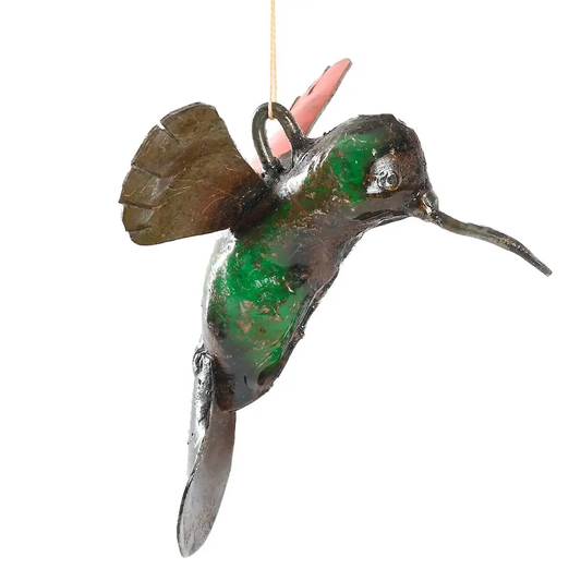 Recycled Metal Hanging Hummingbird