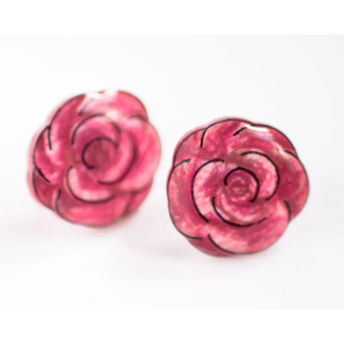 Pink Rose Stud Earrings