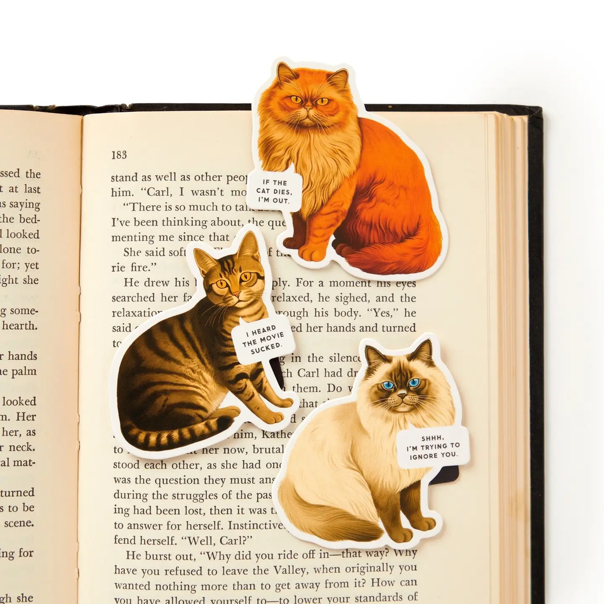 Brass Monkey Moody Cats Magnetic Bookmark Set