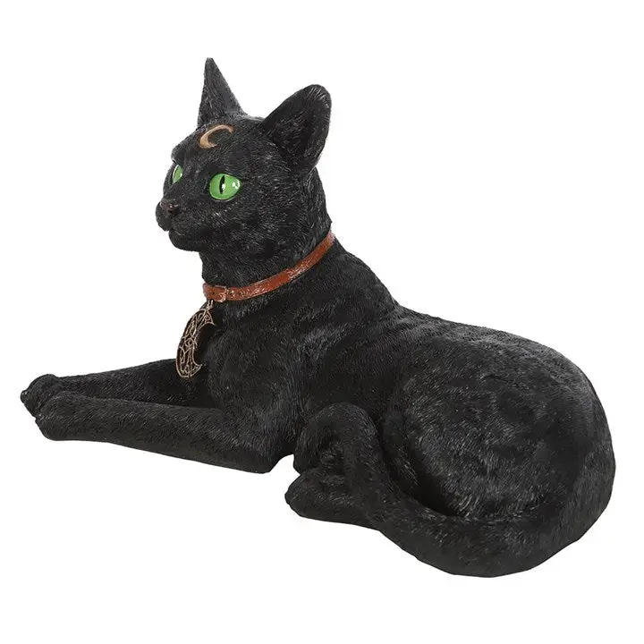 Gothic Laying Black Cat Figurine