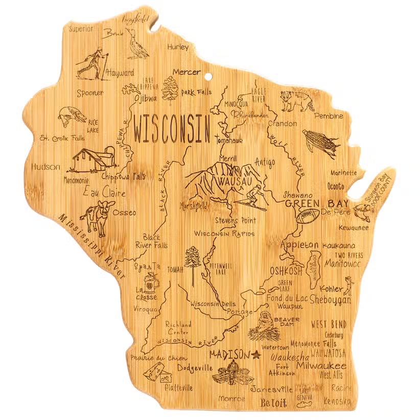 Destination Wisconsin Bamboo Cutting Board